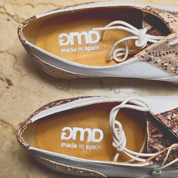NWT GMD Womens Lace-up Leather & Snakeskin Brown White Shoes EU 39 | US 8 - Picture 2 of 8